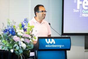 Glenn Pickett Award winner Rahul presenting at the Volunteering WA Conference