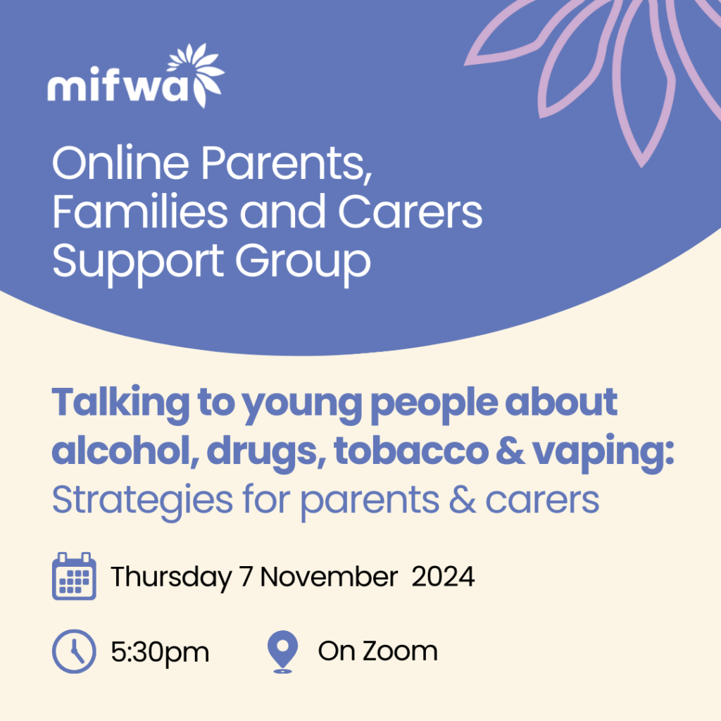 Online Parent Support Group: Alcohol, Drugs, Tobacco and Vaping